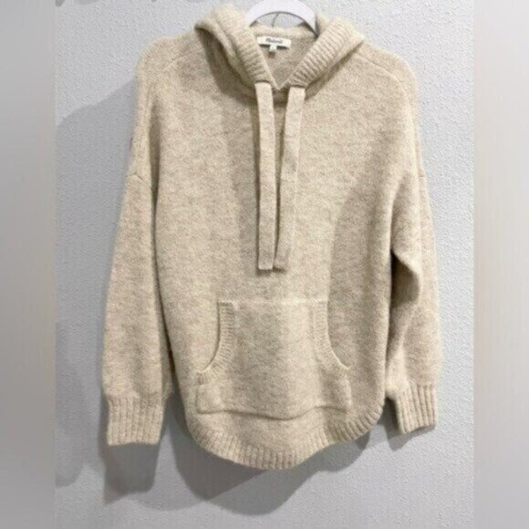 Madewell Neutral Alpaca Wool Hoodie Relaxed Fit Lounge Cozy Athleisure Sweater - Picture 2 of 7